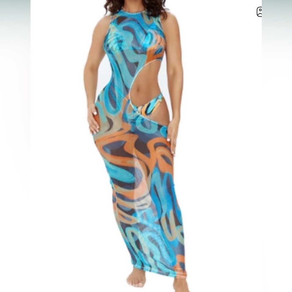 Icon Swim mixed signals blue abstract cover up ***NO Bikini****size L